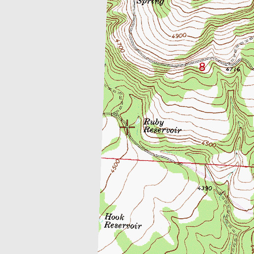 Topographic Map of Ruby Reservoir, OR