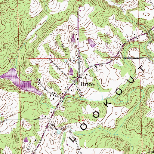 Topographic Map of Brice, AL