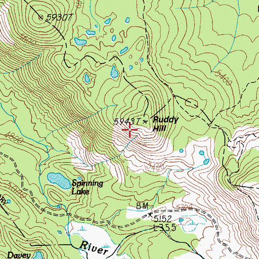 Topographic Map of Ruddy Hill, OR