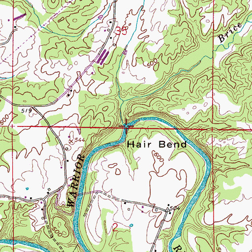 Topographic Map of Brice Creek, AL