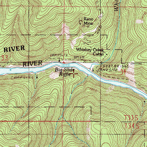 Topographic Map of Rum Creek, OR