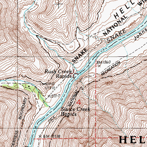 Topographic Map of Rush Creek, OR