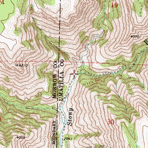 Topographic Map of Rush Creek, OR