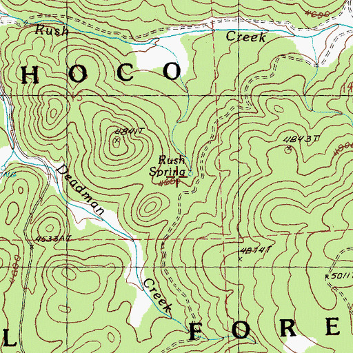 Topographic Map of Rush Spring, OR