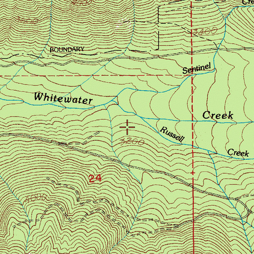 Topographic Map of Russell Creek, OR