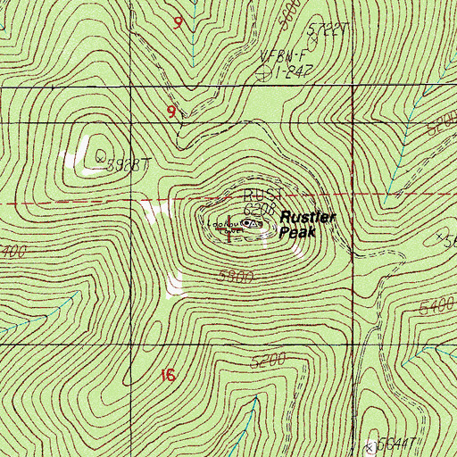 Topographic Map of Rustler Peak, OR