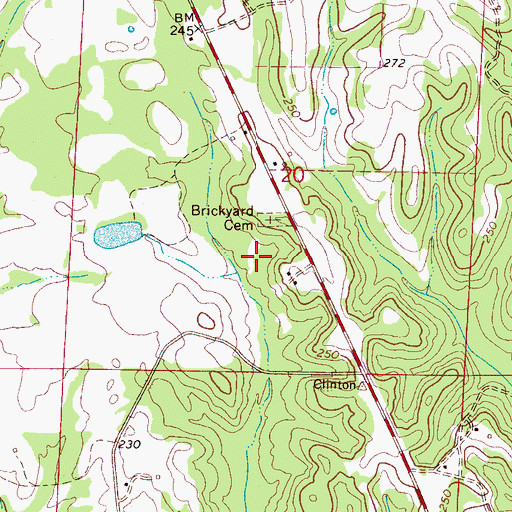 Topographic Map of Brickyard Cemetery, AL
