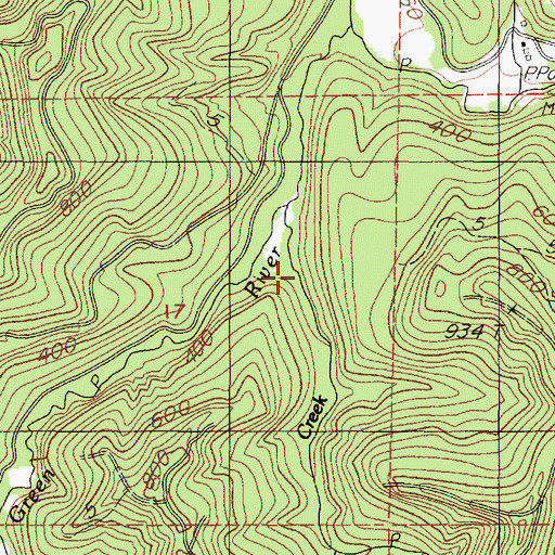 Topographic Map of Ryan Creek, OR