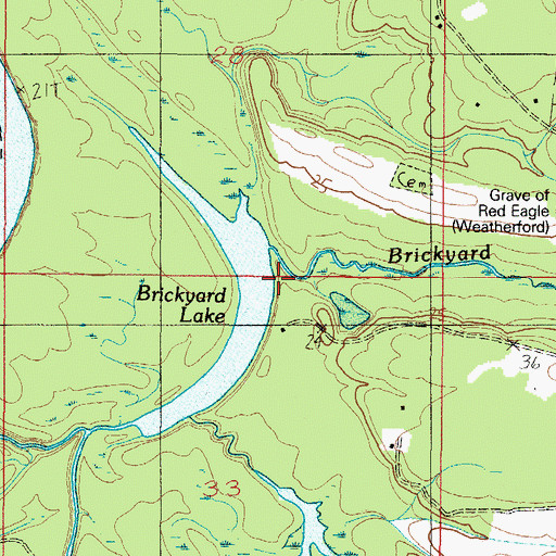 Topographic Map of Brickyard Creek, AL
