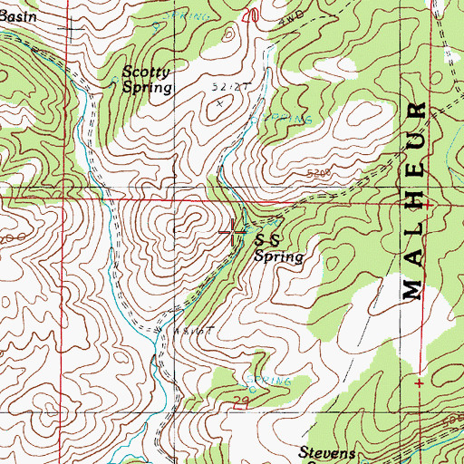 Topographic Map of S S Spring, OR