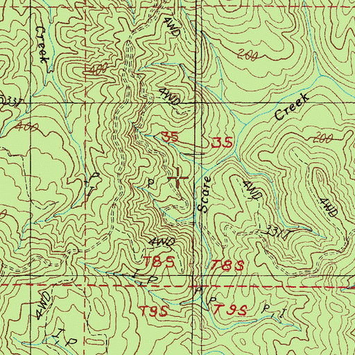 Topographic Map of Sabre Creek, OR