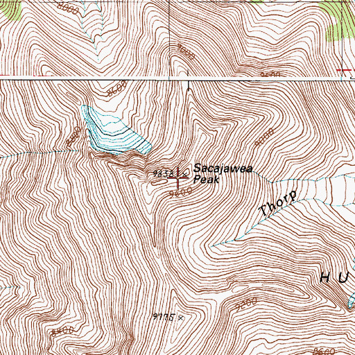 Topographic Map of Sacajawea Peak, OR