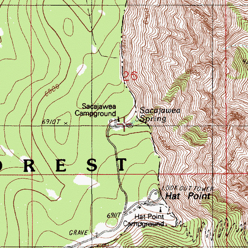 Topographic Map of Sacajawea Spring, OR