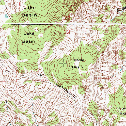 Topographic Map of Saddle Basin, OR