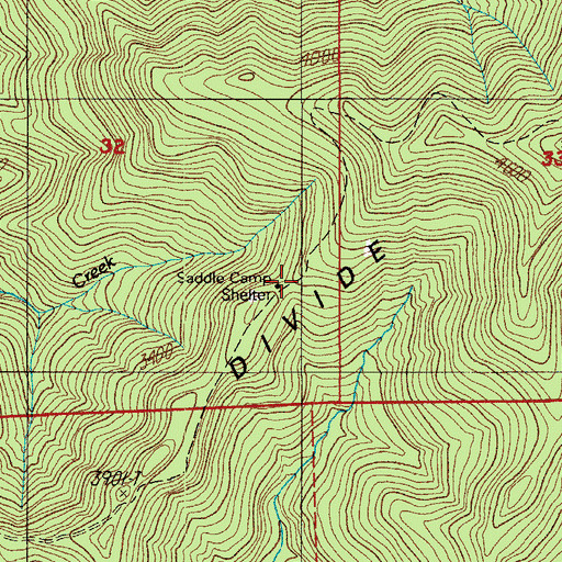 Topographic Map of Saddle Camp, OR