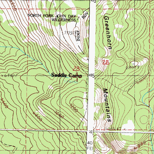 Topographic Map of Saddle Camp, OR
