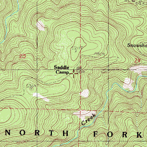 Topographic Map of Saddle Camp, OR