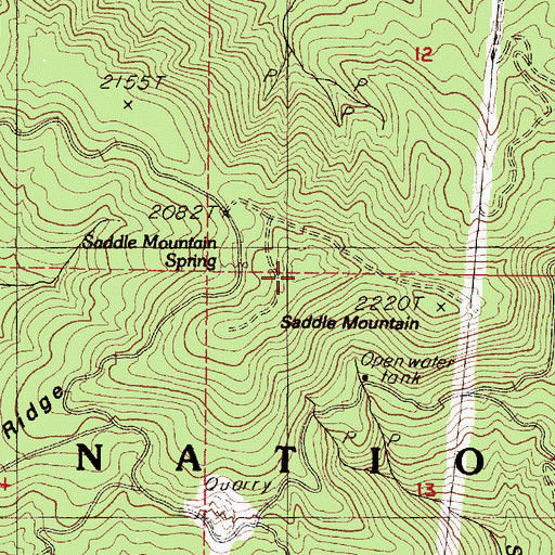 Topographic Map of Saddle Mountain, OR