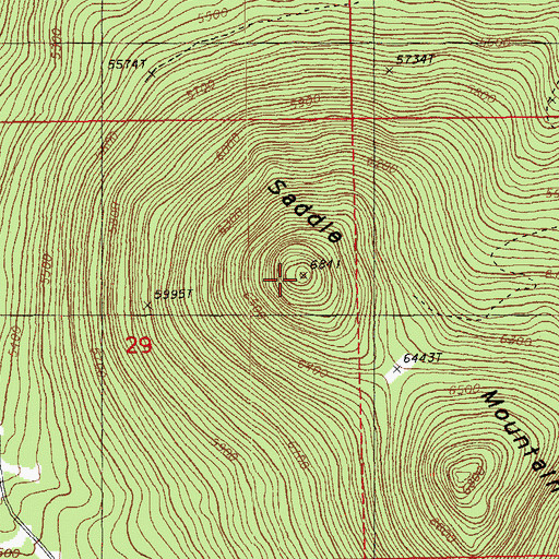 Topographic Map of Saddle Mountain, OR