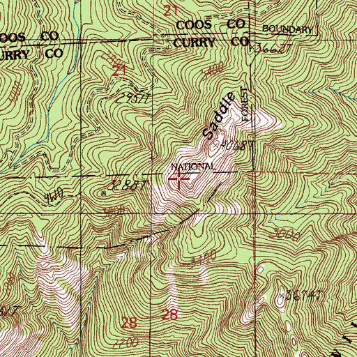 Topographic Map of Saddle Peaks, OR