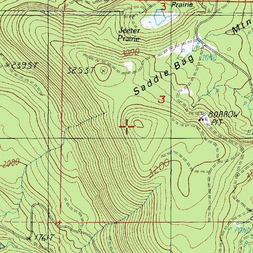 Topographic Map of Saddle Bag Mountain, OR