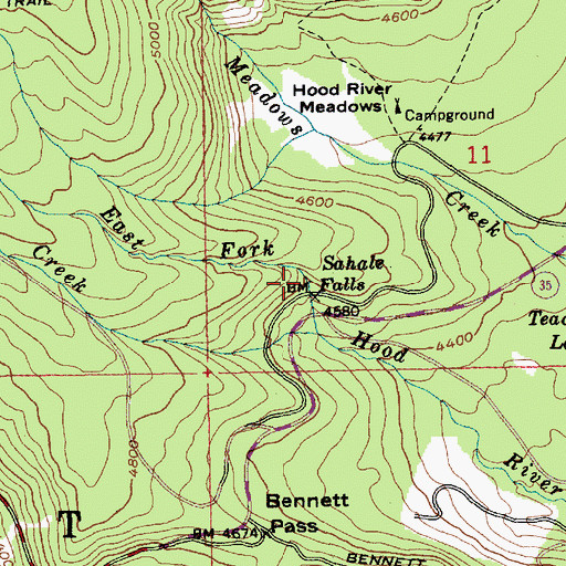 Topographic Map of Sahale Falls, OR