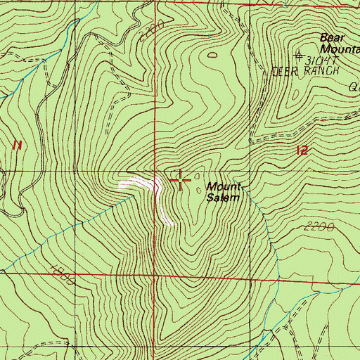 Topographic Map of Mount Salem, OR