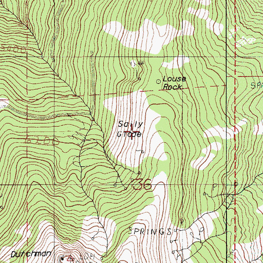 Topographic Map of Sally Glade, OR