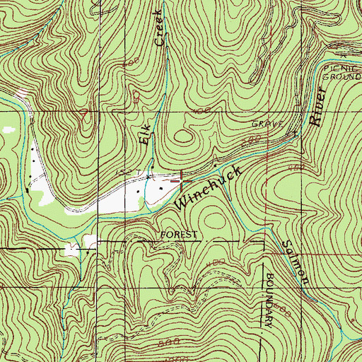 Topographic Map of Salmon Creek, OR