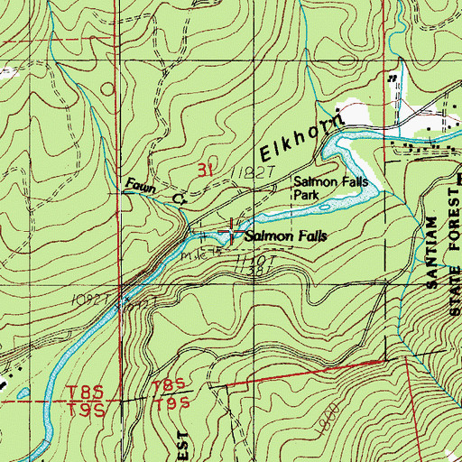 Topographic Map of Salmon Falls, OR