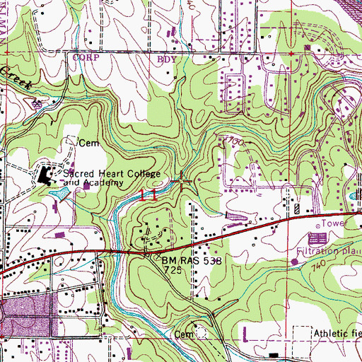 Topographic Map of Bridge Creek, AL