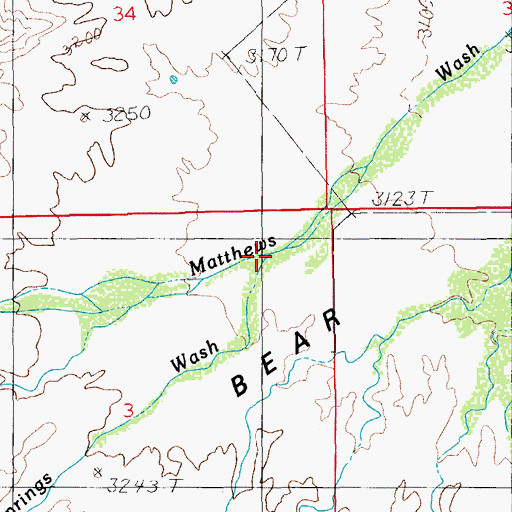 Topographic Map of Bear Springs Wash, AZ