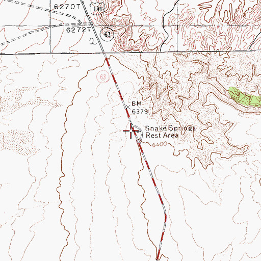 Topographic Map of Snake Springs Rest Area, AZ