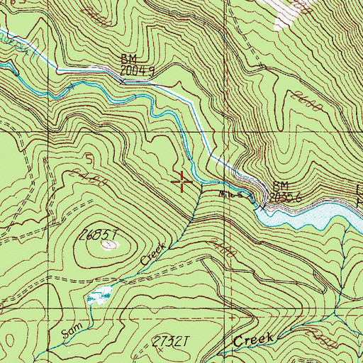 Topographic Map of Sam Creek, OR