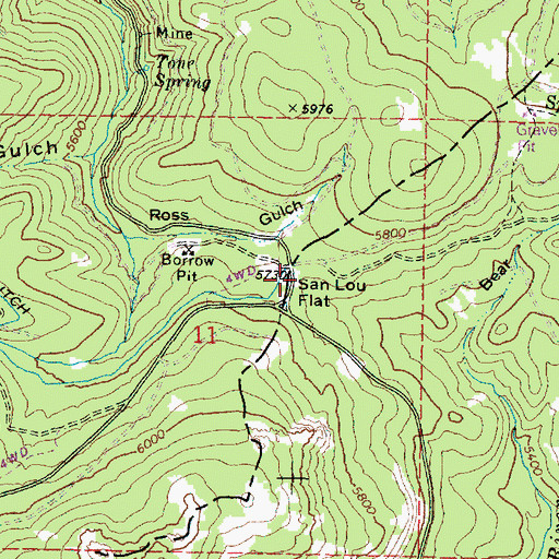 Topographic Map of San Lou Flat, OR