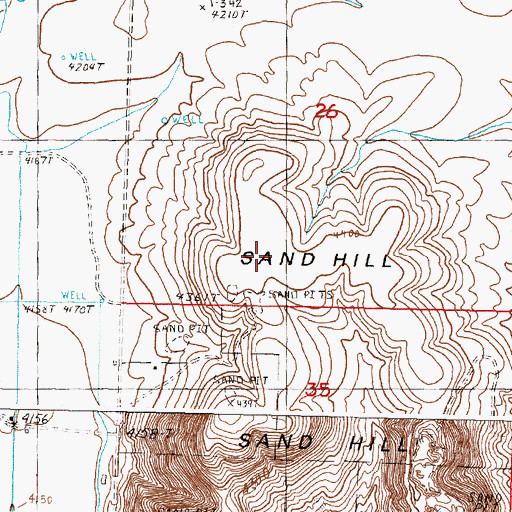 Topographic Map of Sand Hill, OR