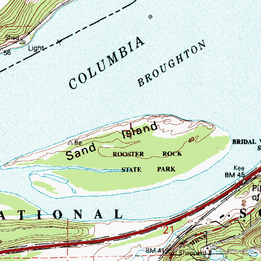 Topographic Map of Sand Island, OR