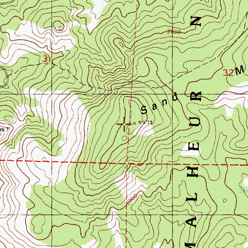 Topographic Map of Sand Mountain, OR