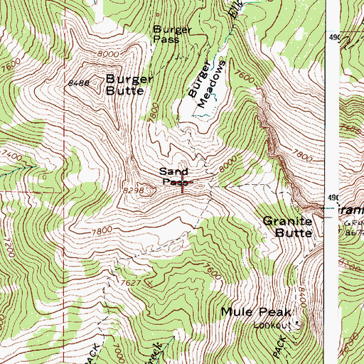 Topographic Map of Sand Pass, OR
