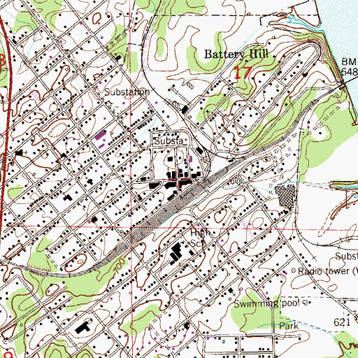 Topographic Map of Bridgeport, AL