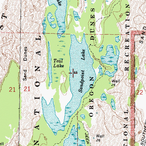Topographic Map of Sandpoint Lake, OR