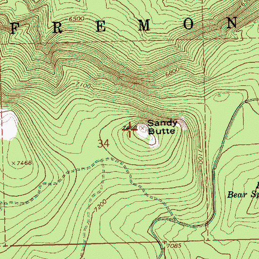 Topographic Map of Sandy Butte, OR
