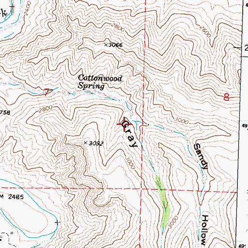 Topographic Map of Sandy Hollow, OR