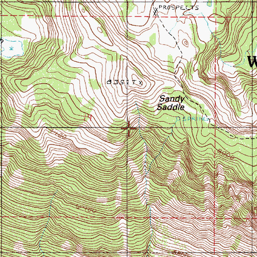 Topographic Map of Sandy Saddle, OR