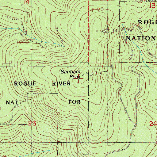 Topographic Map of Santiam Peak, OR
