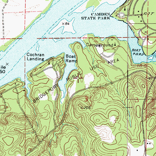 Topographic Map of Bridgeport Public Use Area, AL