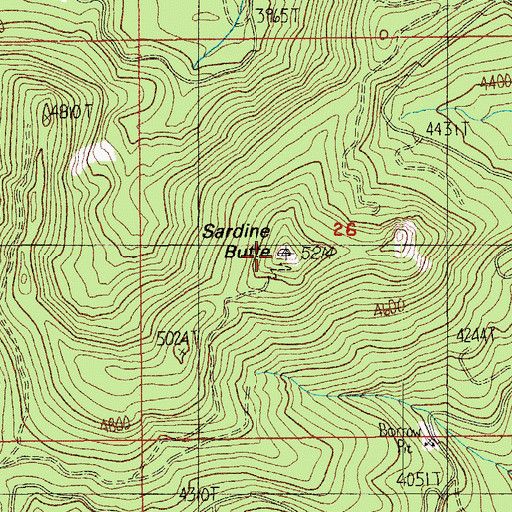 Topographic Map of Sardine Butte, OR