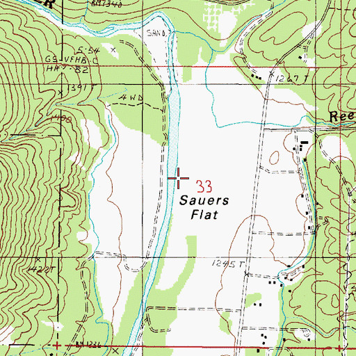 Topographic Map of Sauers Flat, OR