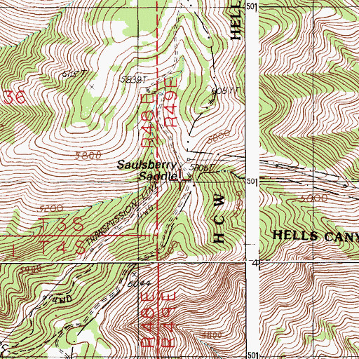 Topographic Map of Saulsberry Saddle, OR
