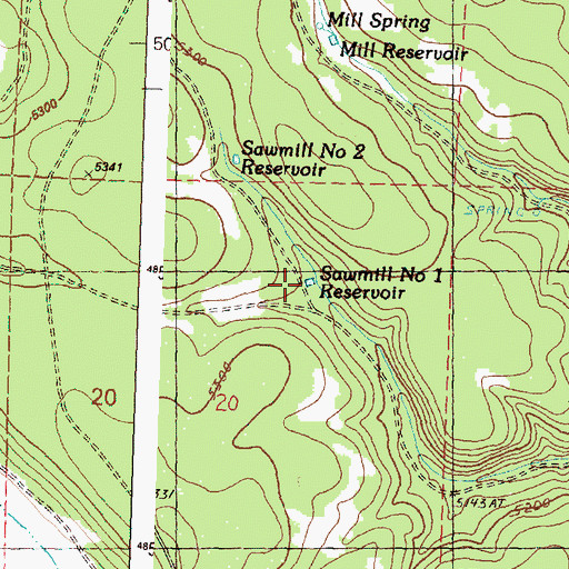 Topographic Map of Sawmill Number One Reservoir, OR